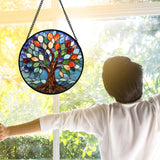 Colorful Tree of Life Stained Glass Window Hanging Suncatcher Gifts 6.3"