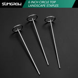 SUMGROW 240 Pack 6-inch, Landscape Staples, Fabric Pins, Weed Barrier Stakes, Circle Top Galvanized Steel Spikes for Securing Outdoor Tent, Ground Sheets, Fleece, Edging, Lawn Turf, Decorations