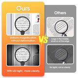 IMICHI Magnifier with Light Hands Free for Reading, 5.1 Inch 6X Magnifying Glass for Reading, Neck-Worn Large Magnifier for Seniors, Useful Gifts Perfect for Reading, Sewing, Cross-Stitching