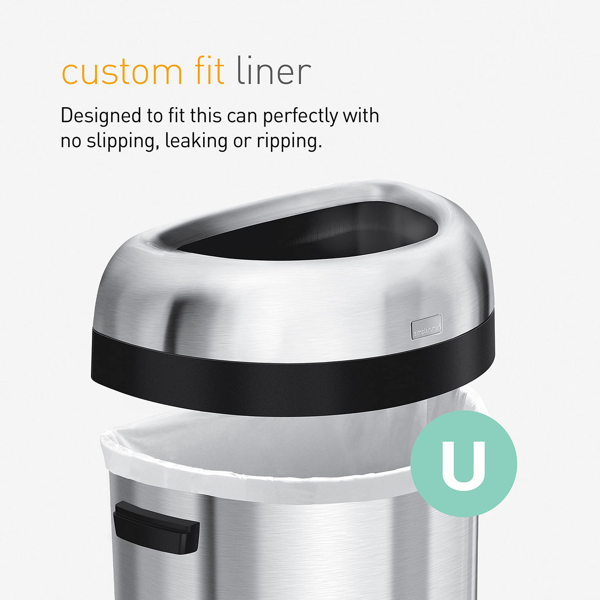 simplehuman Code U 60 Count, Dispenser Pack Custom Fit Liners, Drawstring Trash Bags, 55 Liter / 14.5 Gallon, White