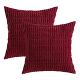 MIULEE Pack of 2 Christmas Burgundy Corduroy Decorative Pillow Covers 20x20 Inch Soft Boho Striped Throw Pillow Covers Modern Farmhouse Home Decor for Sofa Living Room Couch Bed