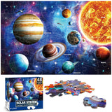 Jumbo Floor Puzzle for Kids Ages 4-8,Solar System Jigsaw Puzzles,48 Piece Space Large Puzzles for Toddler Ages 3-5,Preschool Learning Planets Toys Christmas Birthday Gift for Boys Girls