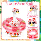 Lixintray Hawaiian Porch Goose Outfits Summer Bikini Goose Outfit with Sunglasses & Swim Ring, Strawberry Goose Costume Fits 23 Inch Cement Yard Plastic Statues, Outdoor Garden Patio Decor
