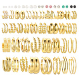46 Pairs Gold Hoop Earrings Set for Women, Fashion Hypoallergenic Chunky Twisted Pearl Stud Earrings Multipack, Small Big Hoops Earring Packs Trendy for Christmas Birthday Party Jewelry Gift