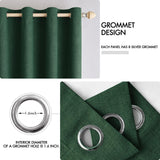 MIULEE 100% Blackout Linen Curtains for Bedroom Thermal Insulated Emerald Green Grommet Room Darkening Curtains & Drapes Christmas Decor for Living Room Nursery 52 x 84 Inch (2 Panels)