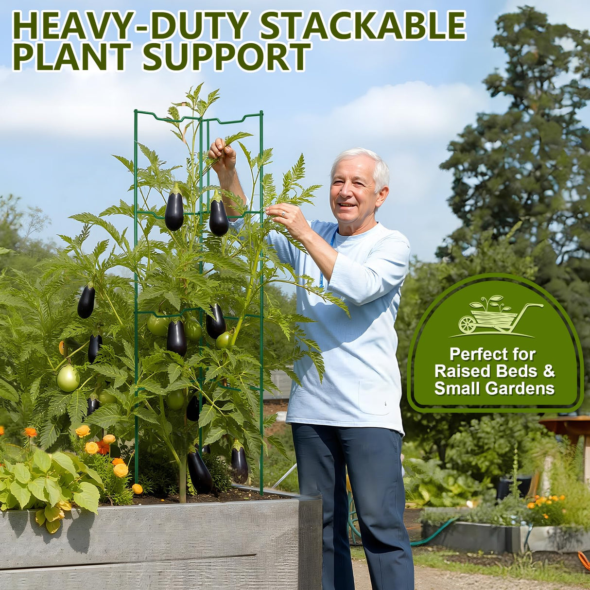 ComfyKit 2 Pack 32 Inch Stacking Tomato Ladders, V-Shape Garden Trellis