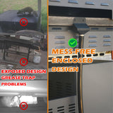 Upgraded Rear Grease Drainage Funnel for Blackstone Grease Catcher, Enclosed Grease Trap with Removable Magnetic Grease Gate & Larger Diameter Silicone Hose, Blackstone Griddle Accessories