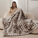COOVA Soft Bubble Faux Fur Throw Blanket, 50"x60", Tie-dye Brown