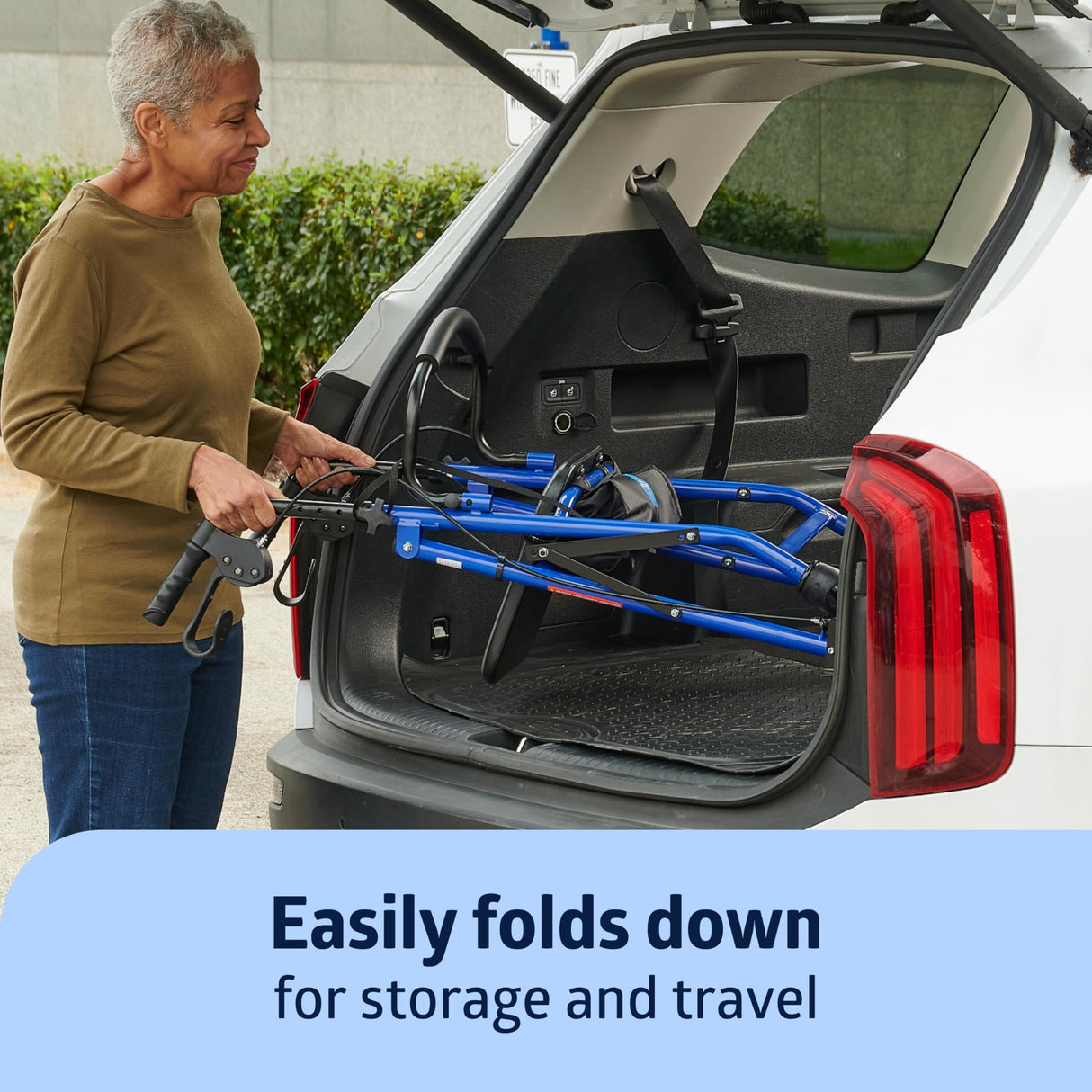 Medline Steel Rollator Walker for Adult Mobility Impairment, Blue, 350 lb. Weight Capacity, 6” Wheels, Foldable, Adjustable Handles, Rolling Walker for Seniors