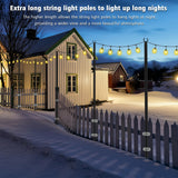 NUERPO 7 Pack String Light Poles,Metal Poles for Hanging Outdoor Light Strings,7 Pack 10 FT Light Poles Stand for Outside Garden,Patio,Wedding,Backyard,Deck,Party