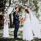 RUBFAC 94" Metal Garden Arch Trellis for Climbing Plants Outdoor, Garden Arbors and Arches, Wedding Arch Frame Archway for Balloons Pumpkin Vines Halloween Christmas Party Decoration, Black