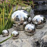 yarlung 10 Pack Stainless Steel Gazing Balls, 50-150 mm Garden Mirror Globe Floating Pond Sphere, Silver Polished Hollow Ball Reflective Ornament for Home Yard Outdoor Lawn Decoration