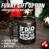 Onebttl Coffee Mug With Wrench Spanner Handle - Dad Gifts From Daughter and Son, 13.5oz Funny Ceramic Mug for Father's Birthday, Father's Day, Christmas - Dad Can Fix