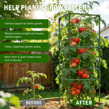 Uyittour 3 Pack Square Tomato Cages for Garden, 50" Heavy Duty Square Tomato Trellis Plant Support Cages for Raised Garden Bed Climbing Vegetables, Set with Garden Gloves, 20 Clips & 65FT Tie Wire