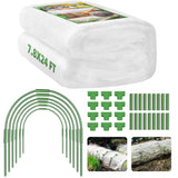 U0U Garden Mesh Netting Kit,7.8 x 24 Ft Plant Netting with Hoops,Bird Net for Garden with 6 Sets Garden Hoops & 18 Clips,Garden Net Bed Cover for Plants Birds Animals Protection (White)