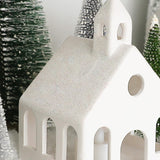 Christmas Decorations - Christmas Village Sets of 5 Lighted Ceramic Houses with Remote Control & 9 Trees - Indoor White Xmas Holiday Rustic Unique Decor for Home Table Room Farmhouse Decoration