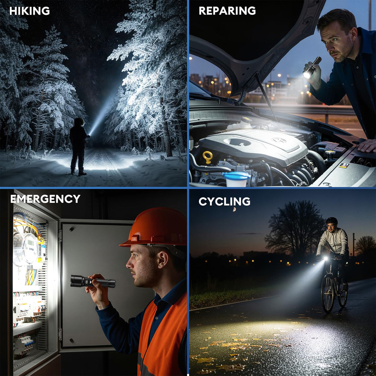 3 Pack Rechargeable Flashlights High Lumens, Super Bright LED Tactical Flashlight with LCD Power Display, Zoomable Flashlights 15H+ Runtime, IP65 Waterproof Flashlights for Home Emergency Camping