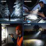 3 Pack Rechargeable Flashlights High Lumens, Super Bright LED Tactical Flashlight with LCD Power Display, Zoomable Flashlights 15H+ Runtime, IP65 Waterproof Flashlights for Home Emergency Camping
