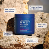 BodyHealth PerfectAmino Powder - BCAA and EAA Powder for Pre and Post Workout - Amino Acid Energy Drink for Men and Women to Support Lean Muscle and Recovery - Mixed Berry - 60 Servings