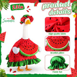 Sanwuta Summer Goose Outfits for 23" Porch Goose Watermenlon Lemon Strawberry Geese Costume Outfit with Hat for Summer Garden(Watermelon)