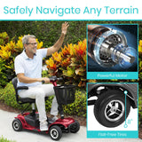 Vive 4 Wheel Mobility Scooter - Electric Powered Wheelchair Device - Compact Heavy Duty Mobile for Travel, Adults, Elderly - Long Range Power Extended Battery with Charger & Basket (FSA/HSA Eligible)