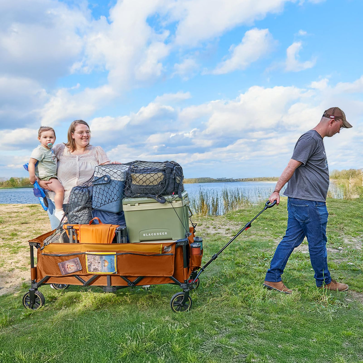 Timber Ridge 51.2'' Extended Collapsible Wagon Cart with Brakes