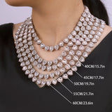 fasone Rhinestone Hearts Necklace, Iced Out Hearts Jewelry，Silver Tennis Necklace For Women，Tennis Necklaces For Women, Heart Tennis Necklace (White_17.7inch)