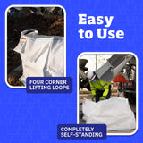DURASACK Concrete Washout White Bag 130-Gallon Open Top Flat Bottom Woven Polypropylene Construction Demo Contractor Bag with Plastic Liner