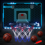 Indoor Basketball Hoop with Auto Scoring, Lights & Balls for Kids Ages 5-12