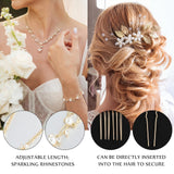 Liliaafar 8 Pcs Crystal Wedding Jewelry Set Women Silver Necklace Earrings Bracelet Hair Pins Gift for Brides Bridesmaid Wife Mother Friend Party Prom Jewelry Accessories (Leaf)
