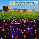 Joomer Orange Purple Halloween Solar Lights, 2Pack Total 144FT 400LED