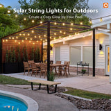 addlon 100FT Solar String Lights Outdoor with Remote, 54 LED Shatterproof Bulbs, USB Charging, 20+ Hour Runtime, Dimmable & Timable, G40 Waterproof Solar Lights for Outside Backyard Patio Garden Decor