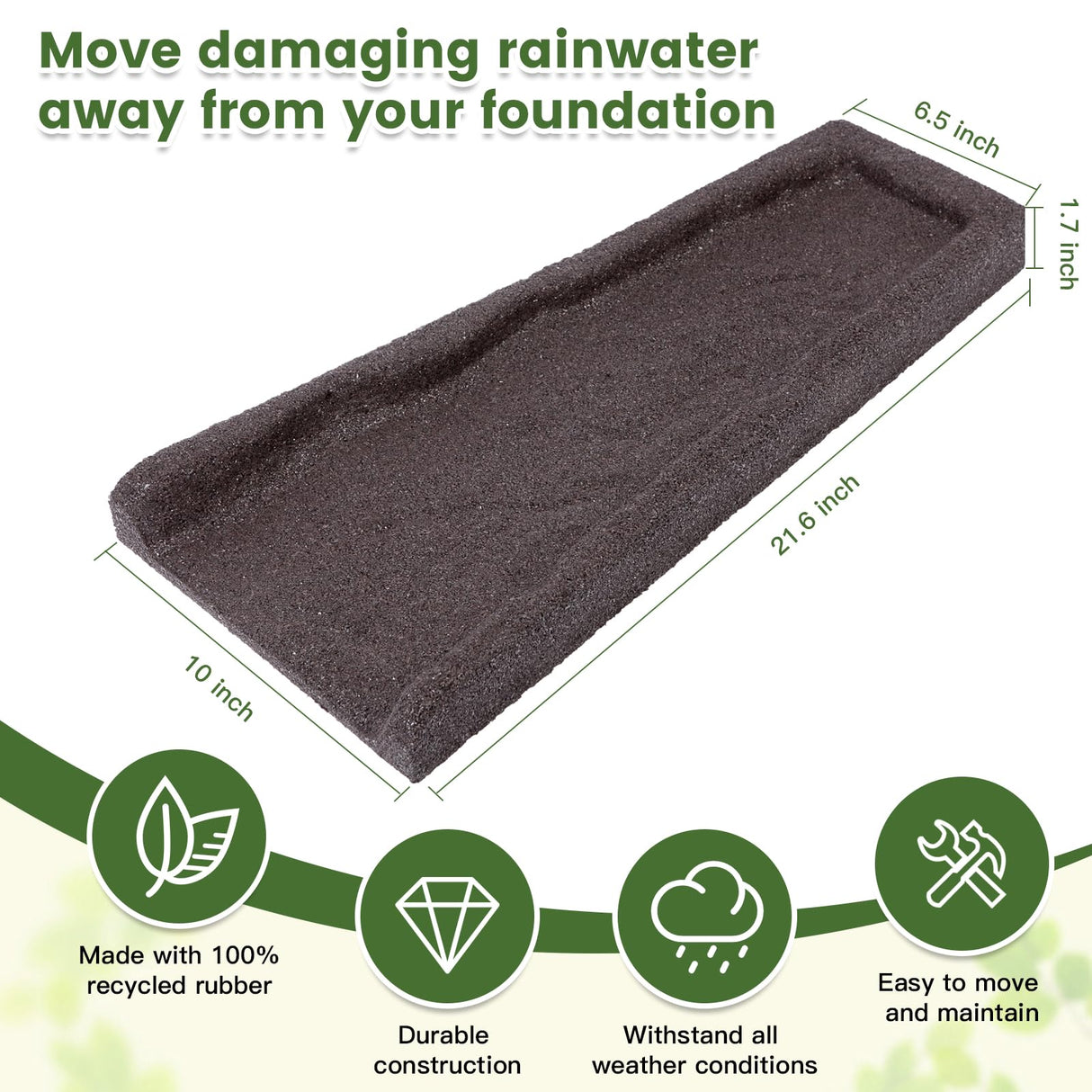Sekcen 2 Pack Rubber Downspout Splash Block Rain Gutter Down Spout Drain Trays Brown