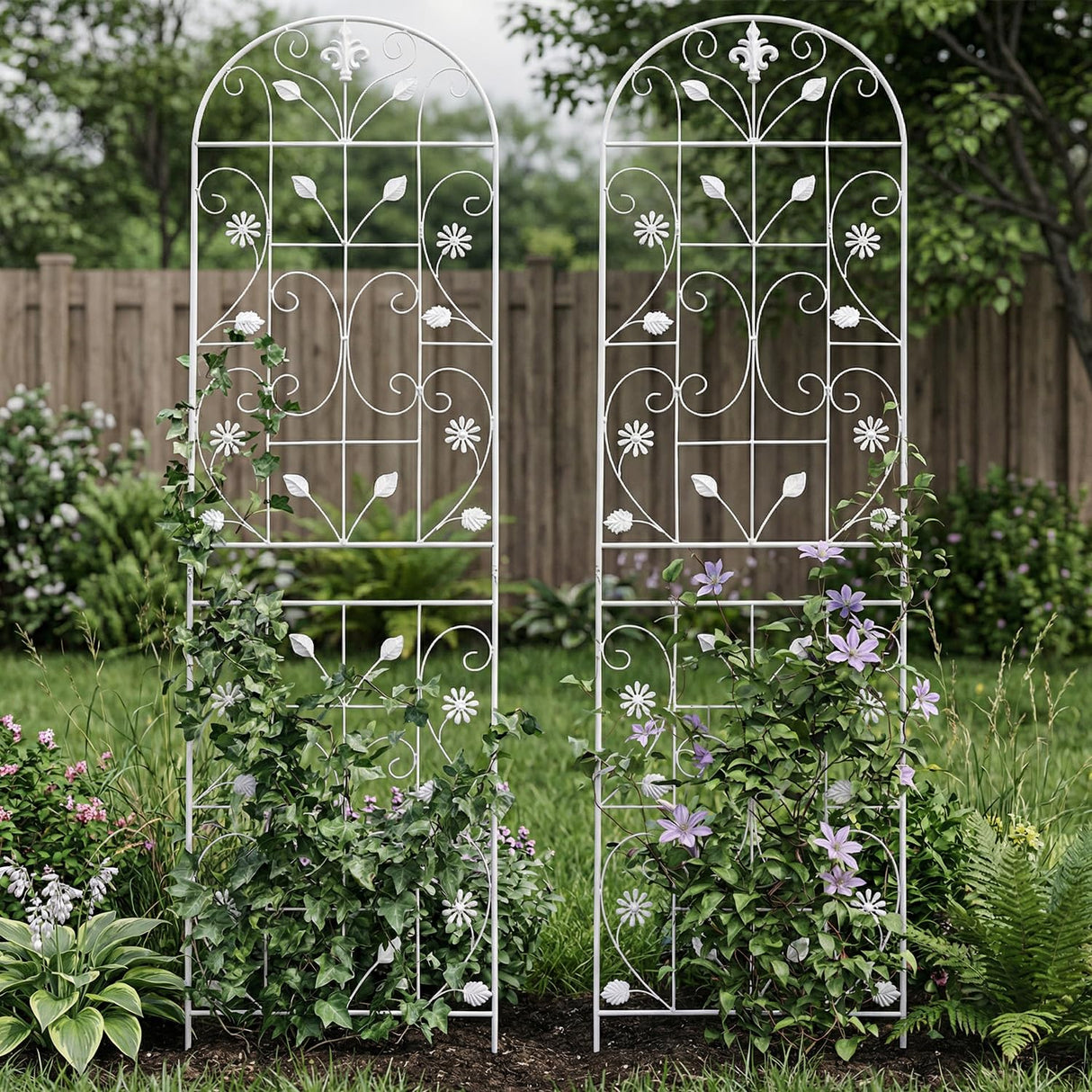 Maidapulu 70.8" Metal Garden Trellis for Climbing Plants, 2 Pack White