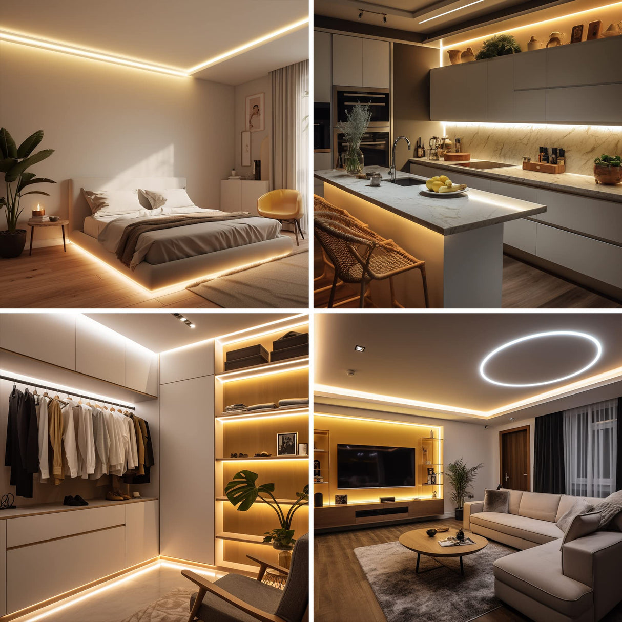 AXMOTUT COB LED Strip Light Warm White, High Bright LED Strips with 2400LEDs, RF Remote and UL Power Supply, 3000K Dimmable LED Lights for Bedroom, Kitchen, DIY Home Decoration