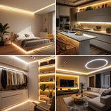 AXMOTUT COB LED Strip Light Warm White, High Bright LED Strips with 2400LEDs, RF Remote and UL Power Supply, 3000K Dimmable LED Lights for Bedroom, Kitchen, DIY Home Decoration