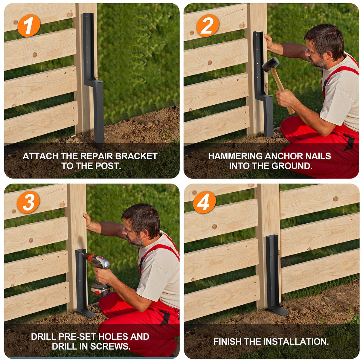 ArlinaL Fence Post Repair Kit, Thickened Steel Anchor Ground Spike