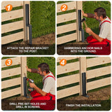 ArlinaL Fence Post Repair Kit, Thickened Steel Anchor Ground Spike