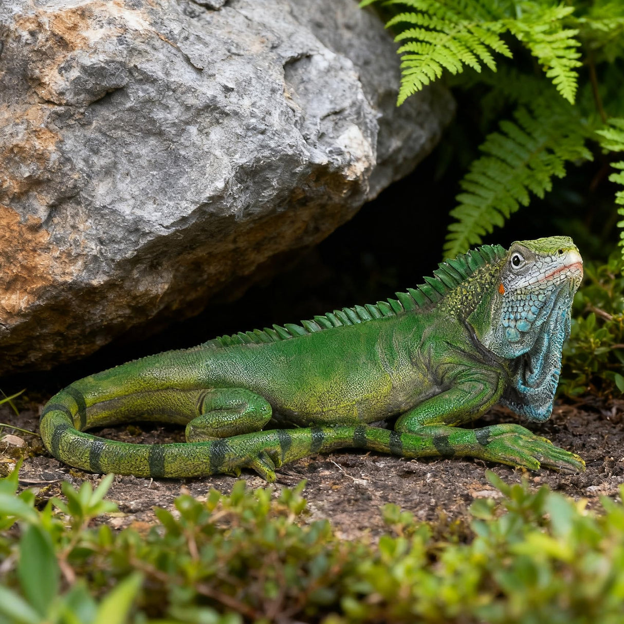 SHAODIE Outdoor Resin Iguana Statue, 13.39 x 7.09 x 5.91 inches, Green Decorative Garden Sculpture Outdoor Lizard Sculpture Tropical Lizard Yard Art