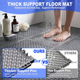 16 PCS Modular Interlocking Cushion Interlocking Floor Tiles with Hole Drainage Mat 10" x 10" Non Slip Pool Deck Mat Outdoor for Drain Deck Pool Patio Shower Kitchen Balcony (Grey)