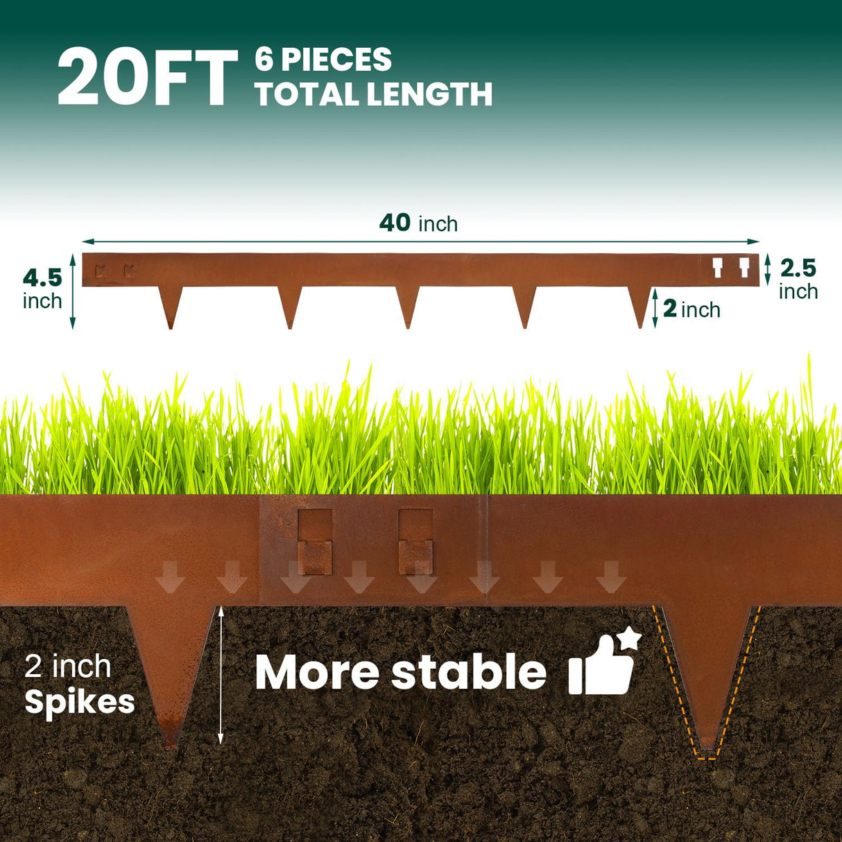 GZGNEEVL Corten Steel Landscape Edging 4.5" H x 40" L, Metal Garden Edging