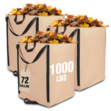 WORKPRO Heavy Duty 72-Gallon Reusable Yard Waste Bags, 3 Pack Self-standing Leaf and Lawn Bags with Reinforced Handles, Garden Waste Bags for Debris, Leaves, Grass, and Outdoor Recycling, Light Tan