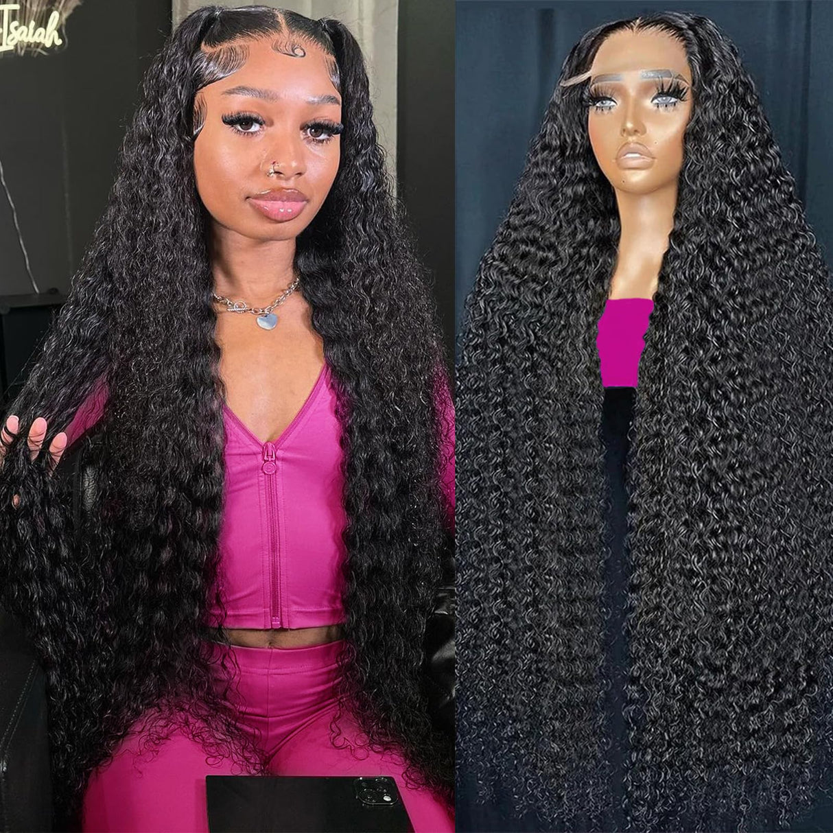 KVFCT 30 Inch Deep Wave Lace Front Wigs Human Hair 13x6 HD Transparent Deep Wave Lace Front Wigs for Women 200% Density Deep Curly Human Hair Wigs Pre Plcked Deep Wave Frontal Wigs with Baby Hair
