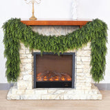 Christmas Cedar Garland - 9ft Artificial Cedar Garland Faux Lush Green Fake Pine Needles for Fireplace,Table,Window,Stairs,Mante,Holiday Indoor Outdoor Xmas Decor(2PCS)