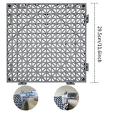 Jaderlu 12 Pack Modular Interlocking Cushion 11.6" x 11.6" Rubber Mat Floor Tile Mats Drain Pool Patio Balcony Yard Pet Area Washer Pad(Gray)