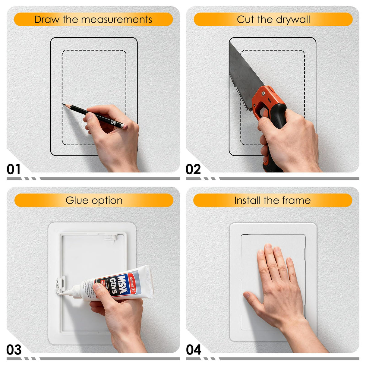 Suteck Plumbing Access Panel for Drywall Ceiling 16 x 16 Inch Reinforced Plastic Wall Access Doors Removable Hinged White