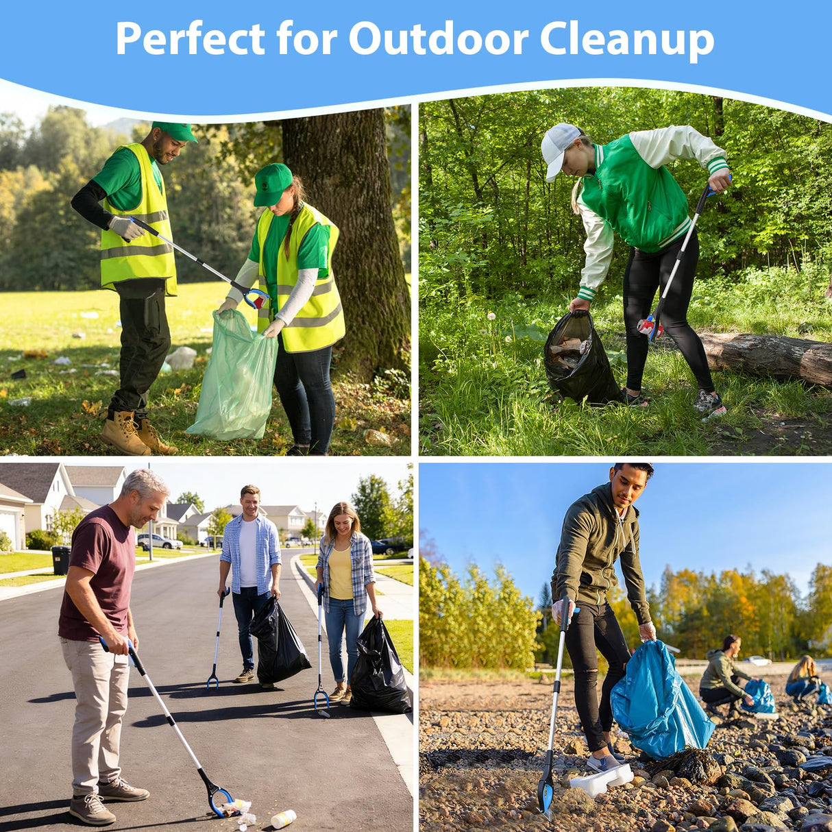 8 Pack 32 Inch Grabber Reacher Tool, Heavy Duty Lightweight Trash Picker Upper Grabber for Elderly Assist, Easy-Grip Non-Slip Handle, Multi-Use Home Outdoor Community Cleanup Mobility Aid Tool
