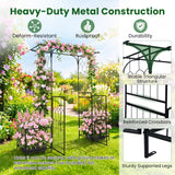 Giantex 81" H Metal Garden Arbor Arch Trellis with Gate and Planter