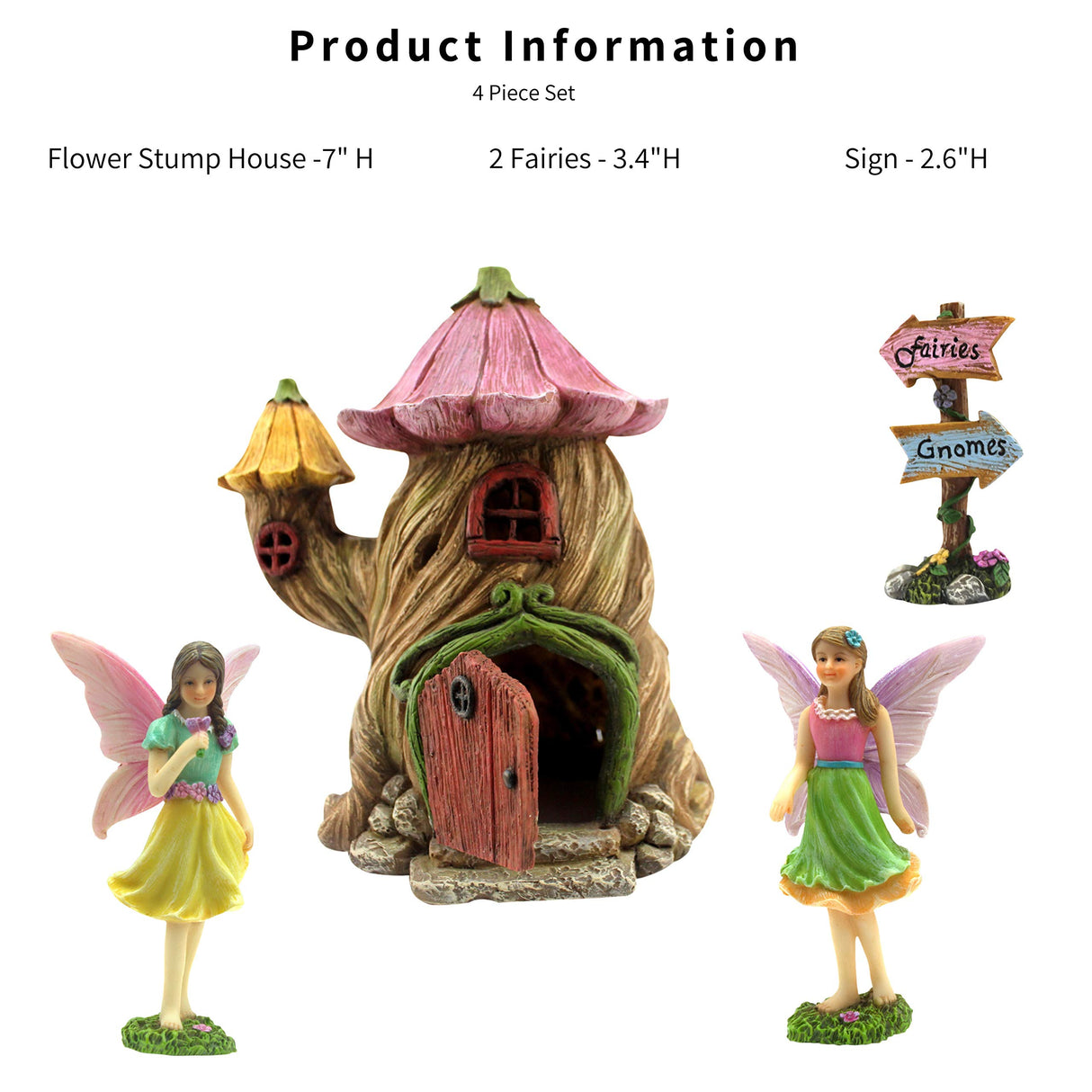 PRETMANNS Fairy Garden House Kit - Outdoor Fairy Houses for Outside with Accessories, Miniature Village Decor for Adults, Large Fairy House 7 Inch (18cm), Garden Decor Set