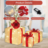 SANHSEHOME Set of 4 Christmas Lighted Gift Boxes, 3.3FT 70 LED Stackable Light Up Present Boxes for Christmas Decorations Indoor Outdoor Yard Lawn Porch Home Decor(4 Piece Set)